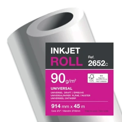 Abbildung von 2 x Clairefontaine Inkjetpapier Rolle 914mm 45m 90g/qm weiß
