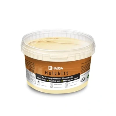 Abbildung von HAUSA Holzkitt 250 g Kiefer Mittel Holzspachtelmasse, Kitt für Holz, Holzspachtel/Füllmasse zum Reparieren von Holzschäden gebrauchsfertig ausgezeichnete Füllkraft schnelltrocknend rissbeständig