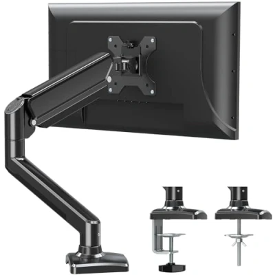 Abbildung von ELIVED 1 Monitor Halterung für 13 32&quot; Bildschirme bis zu 9kg mit VESA 75/100mm, Gasdruckfeder PC Tischhatlerung, 135 Neigbar, 180 Schwenkbar, 360 Drehbar, Höhenverstellbar Monitorhalterung
