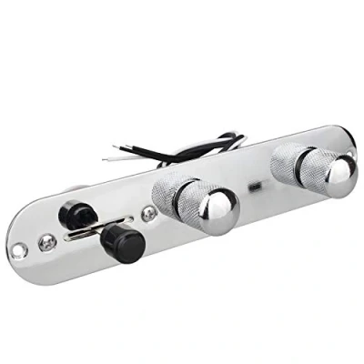 Abbildung von Futheda Telecaster Kontrollplatte mit 3 Wege Schalter, verchromtes Metall, vorverdrahtet, für Gitarre