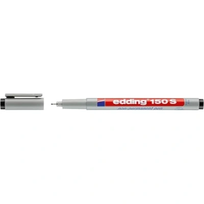 Abbildung von edding 150 S non permanenter Folienschreiber schwarz 1 Stift Rundspitze 0,3 mm zum Schreiben auf Glas,Kunststoff,Folien und glatten Oberflächen schnelltrocknend, mit Wasser korrigierbar