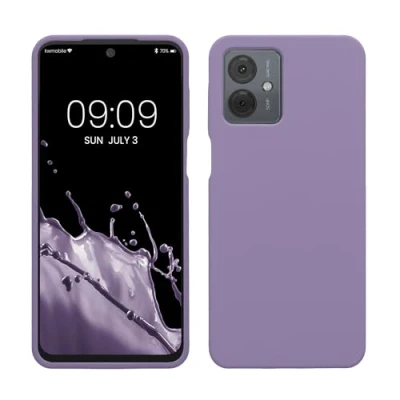 Abbildung von kwmobile Hülle kompatibel mit Motorola Moto G14 Silikon Handy Case Handyhülle weiche Oberfläche kabelloses Laden Veilchen Lila
