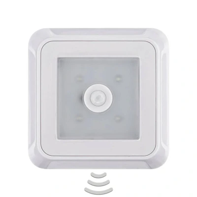 Abbildung von MÜLLER LICHT Cara Sensor mobile LED Batterieleuchte mit Bewegungssensor und Dämmerungssensor, Orientierungslicht, 0,5 W, 12 lm, selbstklebend Magnethalter, inkl. Batterien (4x AAA), Weiß