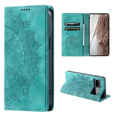Abbildung von CoverKingz Handyhülle für Google Pixel 8a Handytasche mit Kartenfach Standfunktion Cover Handy Hülle klappbar Motiv Mandala Grün