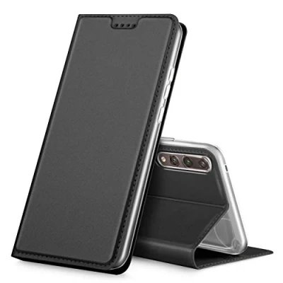 Abbildung von Verco Handyhülle für P20 Pro, Premium Handy Flip Cover Huawei Pro Hülle [integr. Magnet] Book Case PU Leder Tasche, Schwarz