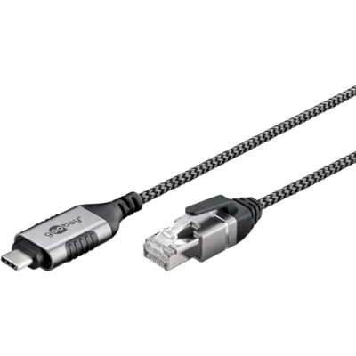 Abbildung von goobay USB C 3.1 auf RJ45 Ethernet CAT 6 Kabel Slim/Adapterkabel/stabile kabelgebundene Internetverbindung mit Router/Netzwerk Switch/USB Adapter / 1 Gbit/s 5 Meter 74405