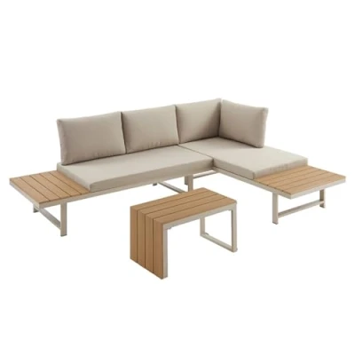 Abbildung von Riess Ambiente Wetterfestes Gartenmöbel Set Ibiza MODULAR Lounge 250cm Champagner Greige Aluminium
