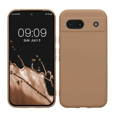 Abbildung von kwmobile Handyhülle kompatibel mit Google Pixel 8a Hülle Handy Case aus weichem Silikon in Cappuccino