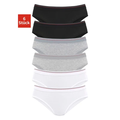 Abbildung von H.I.S 6 PACK Slip graumeliert + weiß schwarz, Damen, Größe: 52/54, Grau meliert schwarz