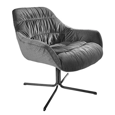 Abbildung von Invicta Interior Design Relax Sessel Big Dutch grau Samt mit Armlehnen Retro Stil Bürostuhl Stuhl