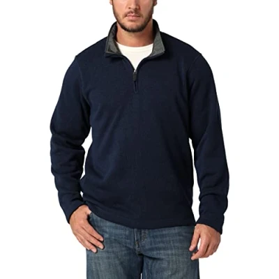Abbildung von Wrangler Authentics Herren Long Sleeve Fleece Quarter Zip Pullover, Mood Indigo, XL