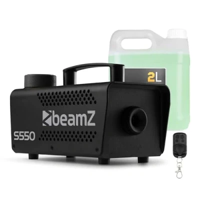 Abbildung von BeamZ S550 Nebelmaschine Mini mit Funk Fernbedienung, inkl. 2 Liter Nebelfluid, 550 Watt Rauchmaschine, Halloween, Fog Machine, Fogger, Smoke Machine für Partys, DJs, Hochzeiten