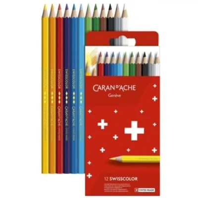 Abbildung von Caran d&#039;Ache Swisscolor Karton Etui mit 12 wasserfesten Farbstiften