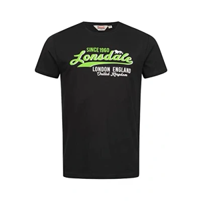 Abbildung von Lonsdale Men&#039;s CROXTON T Shirt, Black/Neon Green, S