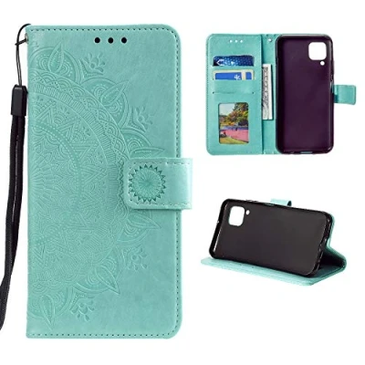 Abbildung von CoverKingz Handy Hülle kompatibel mit Samsung Galaxy A12 Handyhülle Kartenfach Bookcover Case Tasche klappbar Motiv Mandala Grün