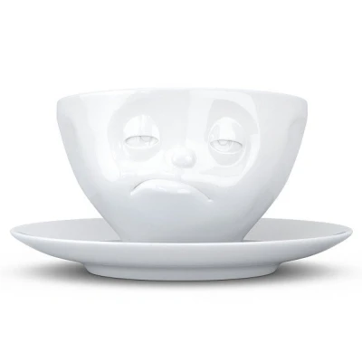 Abbildung von Kaffeetasse mit Gesicht Verpennt weiß 200ml Porzellan