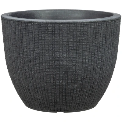 Abbildung von Scheurich Barceo 40, Pflanzgefäß/Blumentopf/Pflanzenkübel, rund, Farbe: Stony Black, hergestellt mit recyceltem Kunststoff, 10 Jahre Garantie, für den Außenbereich