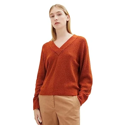 Abbildung von TOM Tailor Strickpullover, Damen, Größe: 3XL, Gold flame orange melange