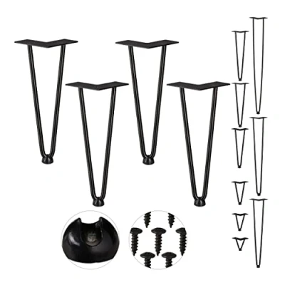 Abbildung von Relaxdays Hairpin Legs, 4er Set, 2 Streben, Metall, Haarnadel Tischbein für Hocker, Tisch &amp; Schrank, 30 cm hoch, schwarz