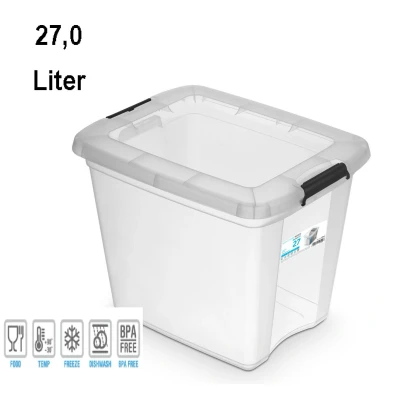 Abbildung von ORPLAST RobuStore Box mit Clips 27 Liter 42 x 33 cm transparent