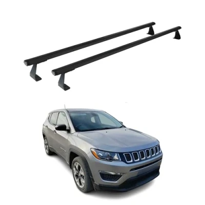 Abbildung von OMAC Dachträger Gepäckträger Relingträger kompatibel mit Jeep Compass 2018 2024 Alu Schwarz 2X