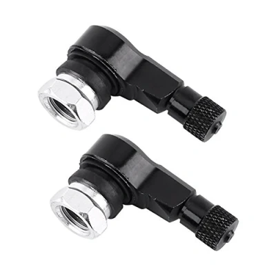 Abbildung von Keenso Motorrad Reifenventil, 1 Paar 11,3mm 90 Grad Universal Aluminiumlegierung Reifenventil Ventilschaftkappen (Schwarz)