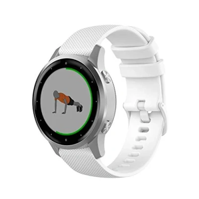 Abbildung von Yikamosi Kompatibel mit Garmin Vivoactive 4S Armband,18MM Schnellverschluss Weiches Silikon rostfreiem Metallverschluss Ersatzbänder für 4S/Vivomove 3S,Weiß