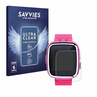 Abbildung von Savvies 6 Stück Schutzfolie für Vtech Kidizoom Smart Watch 2 Displayschutz Folie Ultra Transparent