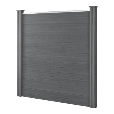 Abbildung von neu.holz Gartenzaun, »Segovia« Lamellenzaun mit Pfosten WPC Windschutz 180x180cm Grau
