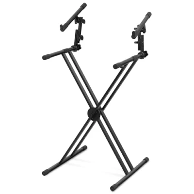 Abbildung von Classic Cantabile Keyboardständer 2 fach Doppel X Ständer, Höhenverstellbar bis 120 cm zusammenklappbar
