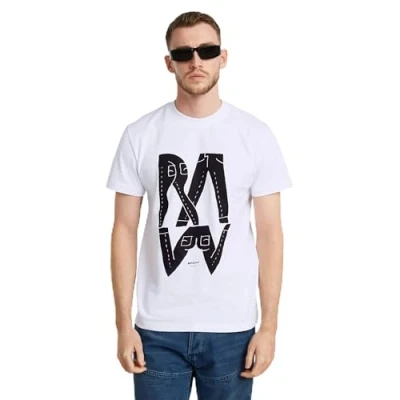 Abbildung von G Star RAW Herren Denim Illustration T Shirt, Weiß (White D25676 c336 110), XL EU