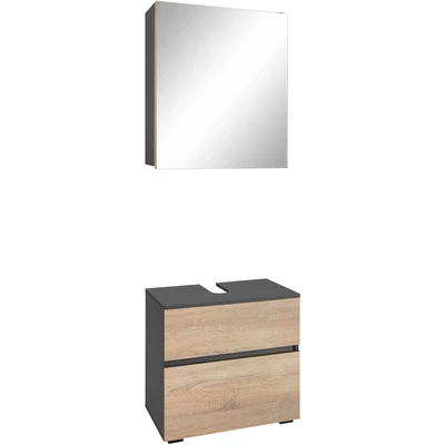 Abbildung von Home affaire Badmöbel Set Wisla, (Set, 2 St), Spiegelschrank, WBU mit Siphonausschnitt u. Push to open, Breite 60 cm
