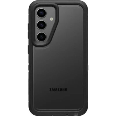 Abbildung von OtterBox Transparente Schutzhülle für Samsung Galaxy S24 Defender Series XT, Dark Side (transparent/schwarz), ohne Bildschirm, robust, mit Umhängeband