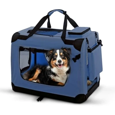 Abbildung von PET VIOLET Transportbox Hundebox Faltbar Katzenbox Hunde Tragetasche 70x52x50 cm, Blau