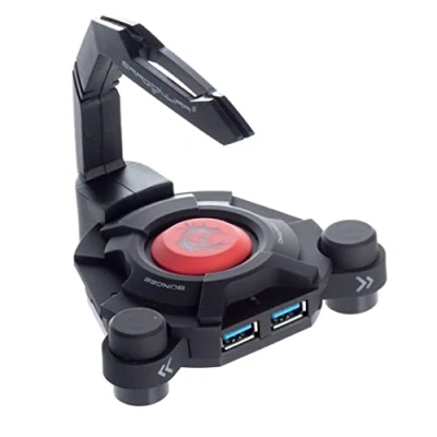 Abbildung von Dragonwar Bungee + USB Hub 3.0 4 Anschlüsse Multidirektionaler und Flexibler Kabelkanal mit LED Beleuchtung Dreieckige Silikonbasis Kabel von 1,5 m