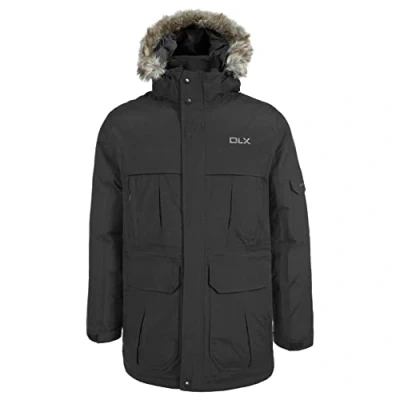 Abbildung von Trespass Herren Highland wasserdichte Daunenjacke Mit Abnehmbarer Kapuze, Black, XS