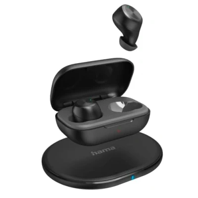 Abbildung von Hama True Wireless Kopfhörer (mit kabellosem Ladegerät, In Ear, 12 h Akku) Bluetooth (True Wireless, Google Assistant, Siri)