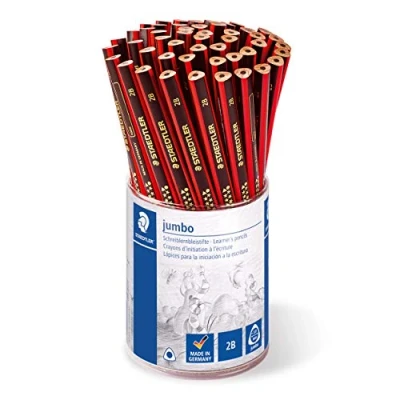 Abbildung von STAEDTLER 1285 KP50 Noris Club Jumbo Schreiblernstift, Härtegrad 2B, Köcher mit 50 Stück, rot