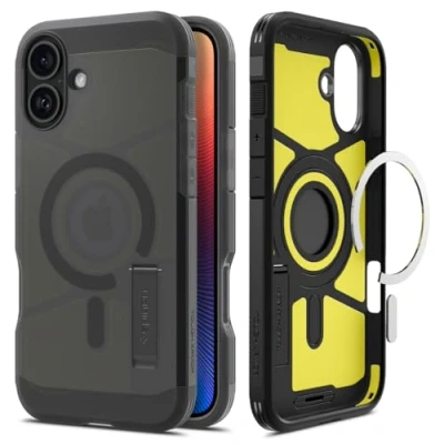 Abbildung von Spigen Tough Armor (AI) MagFit Hülle für iPhone 16, Kompatibel mit MagSafe Zubehör Frost Black