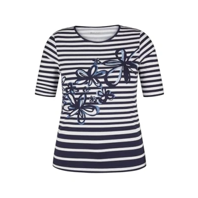 Abbildung von Rabe Rundhalsshirt im Streifen Design und mit floralem Muster