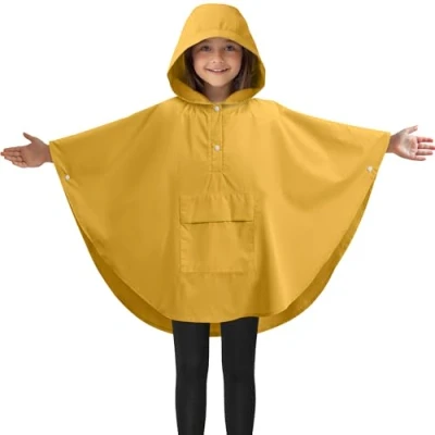 Abbildung von JEMIDI Kinder Regenponcho Wasserdicht Regencape für Jungen und Mädchen Atmungsaktiver Unisex Regenmantel Regenschutz Poncho versch. Größen