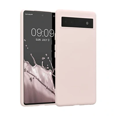 Abbildung von kwmobile Hülle kompatibel mit Google Pixel 6a gummierte TPU Silikon Handyhülle Schutzhülle für kabelloses Laden Case in Coconut Swirl