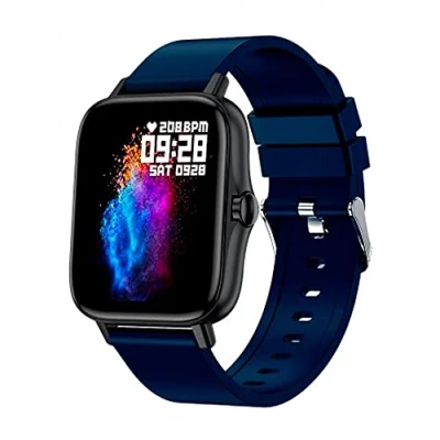 Abbildung von DCU TECNOLOGIC Moderne Smartwatch Anrufe Benachrichtigungen Apps und 8 Sportmodi IP67 2 Armbänder enthalten schwarzes Silikon+Marineblaues Silikon