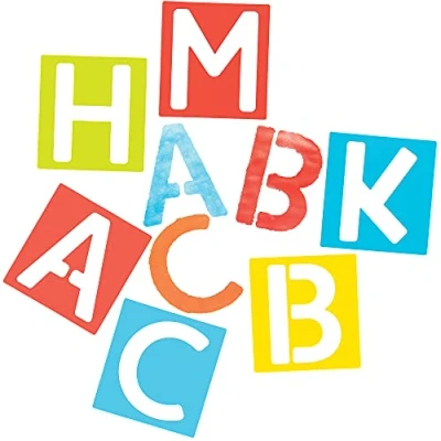 Abbildung von Baker Ross FE815 Alphabet Schablonen 30 Stück, Waschbare Kunststoffschablonen zum Malen und Basteln mit Kindern, Pädagogische Bastelsets für Kinder