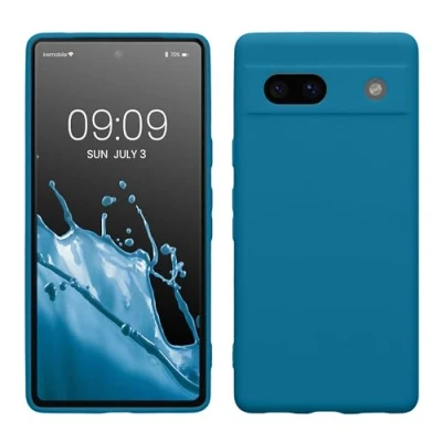 Abbildung von kwmobile Handyhülle kompatibel mit Google Pixel 7a Hülle Handy Case aus weichem Silikon in Karibikblau