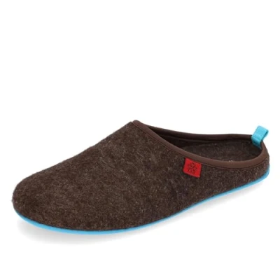 Abbildung von Andres Machado Dynamic Unisex Hausschuh aus Naturwolle und Feinfilz mit anatomischer Sohle Made in Spain .EU 37 bis 47, Braun/Blau, 47 EU