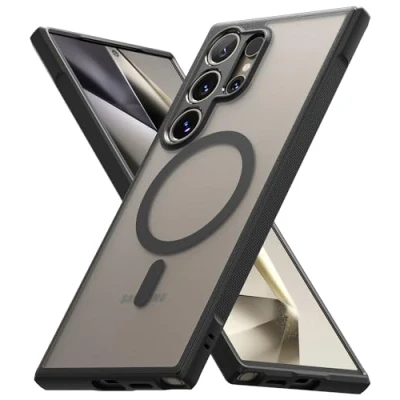 Abbildung von Ringke Fusion Bold Magnetic Case Kompatibel mit Samsung Galaxy S24 Ultra Hülle, MagSafe, rutschfest TPU Rahmen Hart PC Frost Klar Handyhülle Matte Black