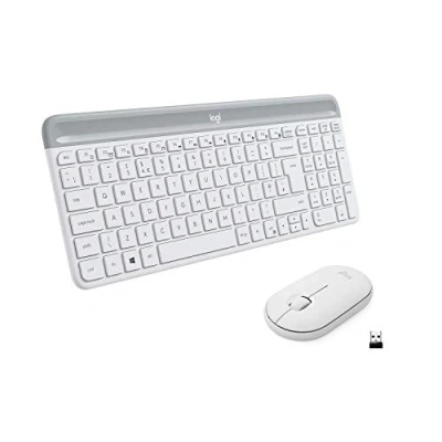 Abbildung von Logitech MK470 Slim Combo Kabelloses Tastatur Maus Set, 2.4 GHz Verbindung via Nano USB Empfänger, 10m Reichweite, 18 Monate Batterielaufzeit, PC/Laptop, Italienisches QWERTY Layout Weiß