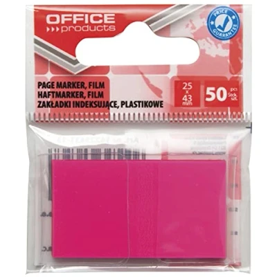 Abbildung von Register Taben für Ablage OFFICE PRODUCTS, PP, 25x43 mm, 50 Stück, Polybeutel, pink, 1 Stück