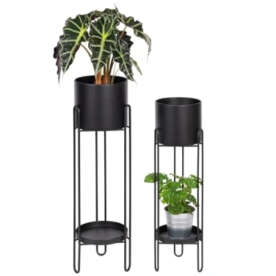 Abbildung von bremermann Blumenhocker 2er Set, Metall Blumenständer, Blumensäule schwarz
